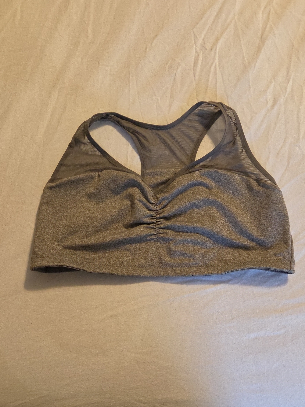 True & Co. Gray Racerback Mesh Sports Bra